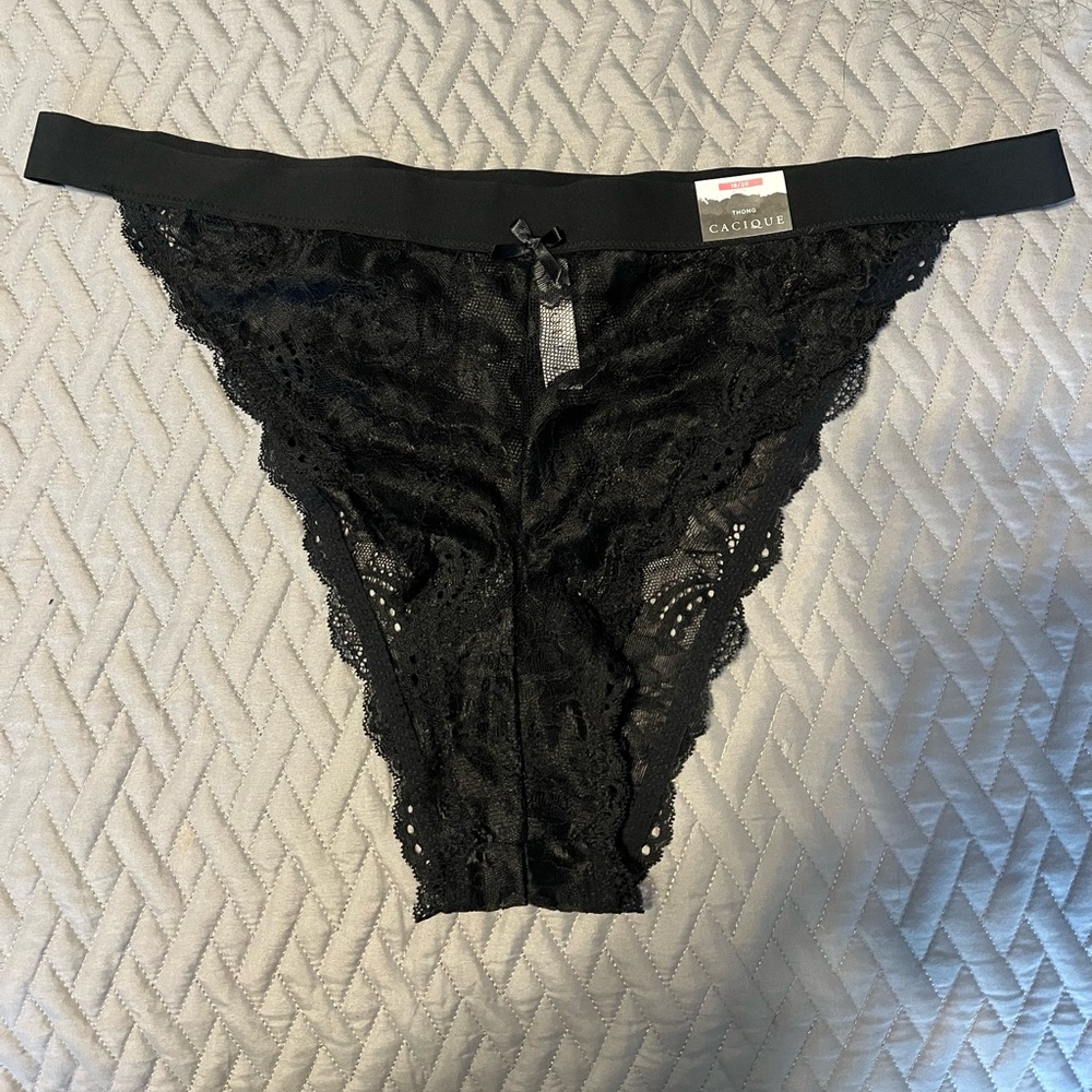 Cacique Black Lace Thong